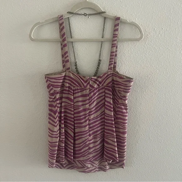 REBECCA TAYLOR Silk Ribbed Zebra Purple Shirt - Picture 2 of 4